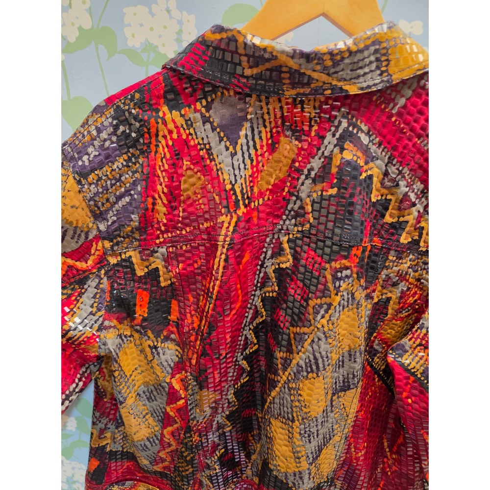 Ruby Rd Woman Multi Color Snakeskin Textured Abstract Print Jacket 16W - Picture 9 of 11